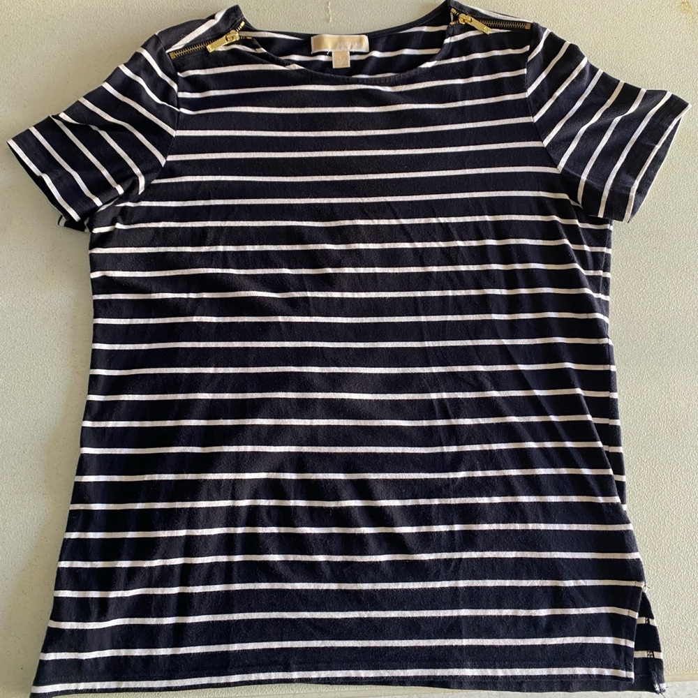 Michael Kors Navy and White Striped Top